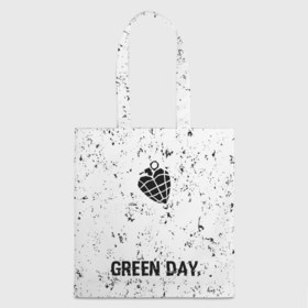 Шоппер 3D с принтом Green Day glitch на светлом фоне: символ, надпись в Екатеринбурге, 100% полиэстер | Плотность: 200 г/м2; Размер: 34×35 см; Высота лямок: 30 см | 