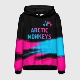 Мужская толстовка 3D с принтом Arctic Monkeys   neon gradient: символ сверху , 100% полиэстер | двухслойный капюшон со шнурком для регулировки, мягкие манжеты на рукавах и по низу толстовки, спереди карман-кенгуру с мягким внутренним слоем. | 