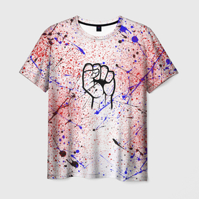 Мужская футболка 3D с принтом Не сдавайся   кулак в Петрозаводске, 100% полиэфир | прямой крой, круглый вырез горловины, длина до линии бедер | 