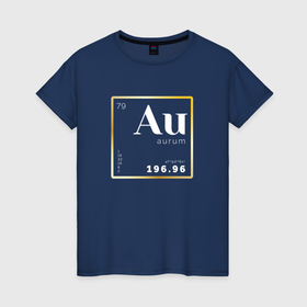 Женская футболка хлопок с принтом Золотому человеку    Химический элемент Золото Au в Курске, 100% хлопок | прямой крой, круглый вырез горловины, длина до линии бедер, слегка спущенное плечо | 