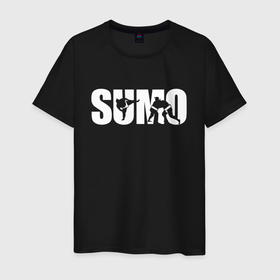 Мужская футболка хлопок с принтом Sumo wrestlers в Санкт-Петербурге, 100% хлопок | прямой крой, круглый вырез горловины, длина до линии бедер, слегка спущенное плечо. | Тематика изображения на принте: 