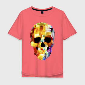 Мужская футболка хлопок Oversize с принтом Color skull   sketch в Новосибирске, 100% хлопок | свободный крой, круглый ворот, “спинка” длиннее передней части | 