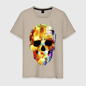 Мужская футболка хлопок с принтом Color skull   sketch в Курске, 100% хлопок | прямой крой, круглый вырез горловины, длина до линии бедер, слегка спущенное плечо. | Тематика изображения на принте: 