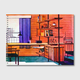 Альбом для рисования с принтом Интерьер в комнате в Курске, 100% бумага
 | матовая бумага, плотность 200 мг. | Тематика изображения на принте: 