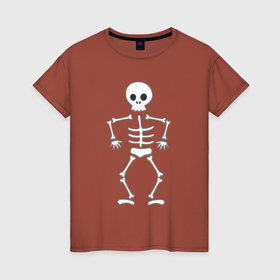 Женская футболка хлопок с принтом Милый скелетик , 100% хлопок | прямой крой, круглый вырез горловины, длина до линии бедер, слегка спущенное плечо | 