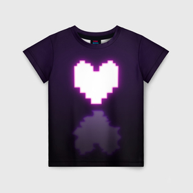 Детская футболка 3D с принтом Undertale heart neon в Петрозаводске, 100% гипоаллергенный полиэфир | прямой крой, круглый вырез горловины, длина до линии бедер, чуть спущенное плечо, ткань немного тянется | Тематика изображения на принте: 