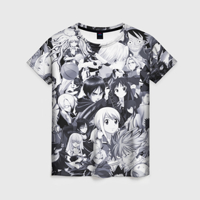 Женская футболка 3D с принтом Все персонажи аниме в Кировске, 100% полиэфир ( синтетическое хлопкоподобное полотно) | прямой крой, круглый вырез горловины, длина до линии бедер | 
