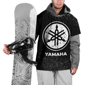 Накидка на куртку 3D с принтом Yamaha с потертостями на темном фоне , 100% полиэстер |  | 