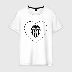 Мужская футболка хлопок с принтом Лого Valencia в сердечке в Кировске, 100% хлопок | прямой крой, круглый вырез горловины, длина до линии бедер, слегка спущенное плечо. | Тематика изображения на принте: 