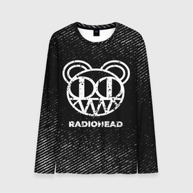 Мужской лонгслив 3D с принтом Radiohead с потертостями на темном фоне в городе Новоалтайск, 100% полиэстер | длинные рукава, круглый вырез горловины, полуприлегающий силуэт | 