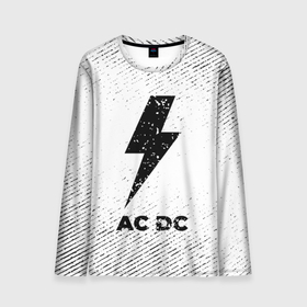 Мужской лонгслив 3D с принтом AC DC с потертостями на светлом фоне в городе Новоалтайск, 100% полиэстер | длинные рукава, круглый вырез горловины, полуприлегающий силуэт | 