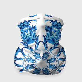 Бандана-труба 3D с принтом Гжель синий цветок в Белгороде, 100% полиэстер, ткань с особыми свойствами — Activecool | плотность 150‒180 г/м2; хорошо тянется, но сохраняет форму | 
