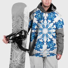 Накидка на куртку 3D с принтом Гжель синий цветок в Курске, 100% полиэстер |  | 