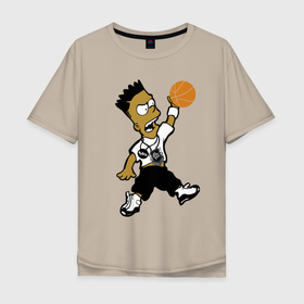 Мужская футболка хлопок Oversize с принтом Bart Jordan Simpson в Курске, 100% хлопок | свободный крой, круглый ворот, “спинка” длиннее передней части | 