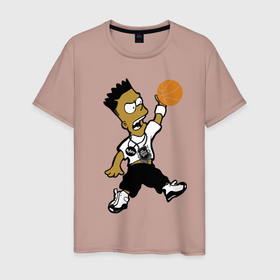 Мужская футболка хлопок с принтом Bart Jordan Simpson в Петрозаводске, 100% хлопок | прямой крой, круглый вырез горловины, длина до линии бедер, слегка спущенное плечо. | 