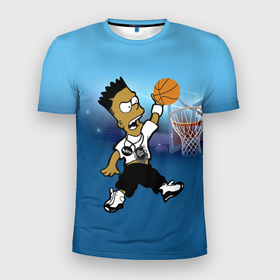 Мужская футболка 3D Slim с принтом Bart Jordan Simpson забивает мяч в кольцо в Белгороде, 100% полиэстер с улучшенными характеристиками | приталенный силуэт, круглая горловина, широкие плечи, сужается к линии бедра | 
