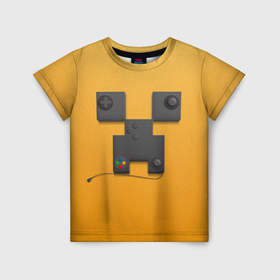 Детская футболка 3D с принтом Minecraft Creeper game в Санкт-Петербурге, 100% гипоаллергенный полиэфир | прямой крой, круглый вырез горловины, длина до линии бедер, чуть спущенное плечо, ткань немного тянется | Тематика изображения на принте: 