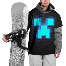 Накидка на куртку 3D с принтом Minecraft Creeper   neon в Тюмени, 100% полиэстер |  | Тематика изображения на принте: 
