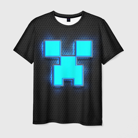 Мужская футболка 3D с принтом Minecraft Creeper   neon в Курске, 100% полиэфир | прямой крой, круглый вырез горловины, длина до линии бедер | Тематика изображения на принте: 