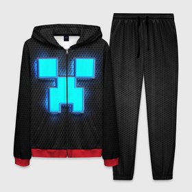 Мужской костюм 3D с принтом Minecraft Creeper   neon в Тюмени, 100% полиэстер | Манжеты и пояс оформлены тканевой резинкой, двухслойный капюшон со шнурком для регулировки, карманы спереди | 