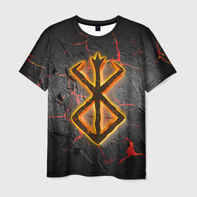 Мужская футболка 3D с принтом Berserk fire в Кировске, 100% полиэфир | прямой крой, круглый вырез горловины, длина до линии бедер | 