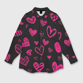 Мужская рубашка oversize 3D с принтом Розовые сердца в Белгороде,  |  | 