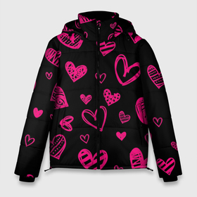 Мужская зимняя куртка 3D с принтом Розовые сердца в Белгороде, верх — 100% полиэстер; подкладка — 100% полиэстер; утеплитель — 100% полиэстер | длина ниже бедра, свободный силуэт Оверсайз. Есть воротник-стойка, отстегивающийся капюшон и ветрозащитная планка. 

Боковые карманы с листочкой на кнопках и внутренний карман на молнии. | Тематика изображения на принте: 