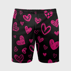 Мужские шорты спортивные с принтом Розовые сердца в Белгороде,  |  | 
