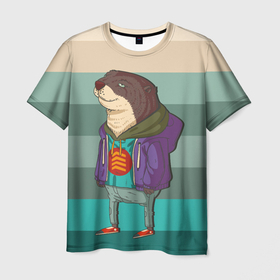 Мужская футболка 3D с принтом Хорек пацанчик в Санкт-Петербурге, 100% полиэфир | прямой крой, круглый вырез горловины, длина до линии бедер | Тематика изображения на принте: 