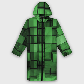 Мужской дождевик 3D с принтом Киберпанк броня   зелёные металлические кубы ,  |  | Тематика изображения на принте: 