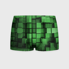 Мужские трусы 3D с принтом Киберпанк броня   зелёные металлические кубы в Курске, 50% хлопок, 50% полиэстер | классическая посадка, на поясе мягкая тканевая резинка | Тематика изображения на принте: 