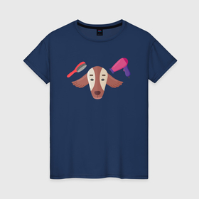 Женская футболка хлопок с принтом Груминг собачки в Тюмени, 100% хлопок | прямой крой, круглый вырез горловины, длина до линии бедер, слегка спущенное плечо | 