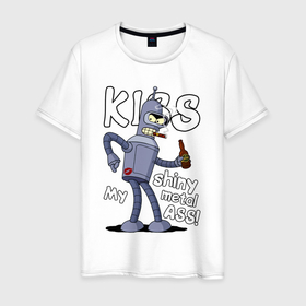 Мужская футболка хлопок с принтом Kiss Bender ass в Новосибирске, 100% хлопок | прямой крой, круглый вырез горловины, длина до линии бедер, слегка спущенное плечо. | Тематика изображения на принте: 