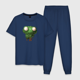 Мужская пижама хлопок с принтом Удивленный лягушонок в Петрозаводске, 100% хлопок | брюки и футболка прямого кроя, без карманов, на брюках мягкая резинка на поясе и по низу штанин
 | 