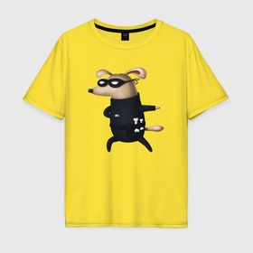 Мужская футболка хлопок Oversize с принтом Пес   воришка в Тюмени, 100% хлопок | свободный крой, круглый ворот, “спинка” длиннее передней части | 