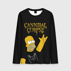 Мужской лонгслив 3D с принтом Cannibal Corpse Симпсоны Гомер рокер , 100% полиэстер | длинные рукава, круглый вырез горловины, полуприлегающий силуэт | 