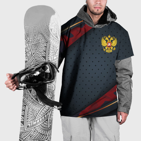 Накидка на куртку 3D с принтом Герб России черно красный камуфляж в Тюмени, 100% полиэстер |  | Тематика изображения на принте: 