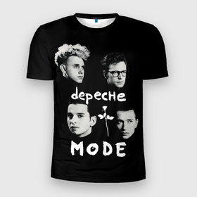 Мужская футболка 3D Slim с принтом Depeche Mode portrait в Курске, 100% полиэстер с улучшенными характеристиками | приталенный силуэт, круглая горловина, широкие плечи, сужается к линии бедра | Тематика изображения на принте: 