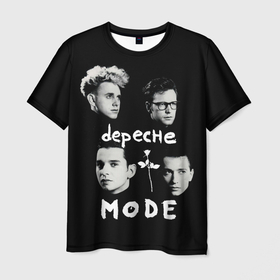 Мужская футболка 3D с принтом Depeche Mode portrait в Белгороде, 100% полиэфир | прямой крой, круглый вырез горловины, длина до линии бедер | Тематика изображения на принте: 