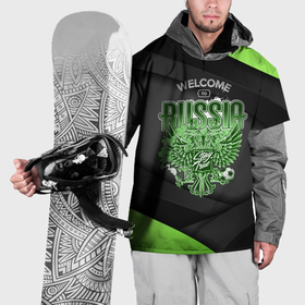 Накидка на куртку 3D с принтом Welcome to Russia: Герб спортивный черно зеленый стиль в Тюмени, 100% полиэстер |  | Тематика изображения на принте: 