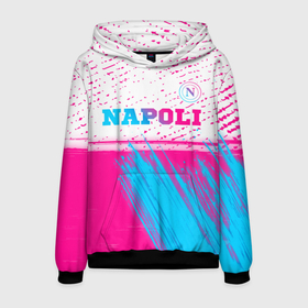 Мужская толстовка 3D с принтом Napoli neon gradient style: символ сверху в Петрозаводске, 100% полиэстер | двухслойный капюшон со шнурком для регулировки, мягкие манжеты на рукавах и по низу толстовки, спереди карман-кенгуру с мягким внутренним слоем. | 