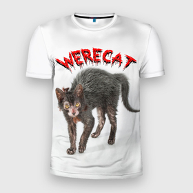 Мужская футболка 3D Slim с принтом Werecat   ликой кот оборотень , 100% полиэстер с улучшенными характеристиками | приталенный силуэт, круглая горловина, широкие плечи, сужается к линии бедра | 