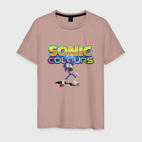 Мужская футболка хлопок с принтом Sonic colors   Hedgehog в Кировске, 100% хлопок | прямой крой, круглый вырез горловины, длина до линии бедер, слегка спущенное плечо. | 