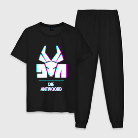 Мужская пижама хлопок с принтом Die Antwoord glitch rock , 100% хлопок | брюки и футболка прямого кроя, без карманов, на брюках мягкая резинка на поясе и по низу штанин
 | 