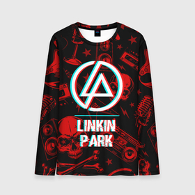 Мужской лонгслив 3D с принтом Linkin Park rock glitch в Екатеринбурге, 100% полиэстер | длинные рукава, круглый вырез горловины, полуприлегающий силуэт | Тематика изображения на принте: 