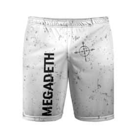 Мужские шорты спортивные с принтом Megadeth glitch на светлом фоне: надпись, символ в Белгороде,  |  | 