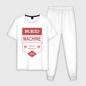 Мужская пижама хлопок с принтом Red machine Russia в Курске, 100% хлопок | брюки и футболка прямого кроя, без карманов, на брюках мягкая резинка на поясе и по низу штанин
 | 