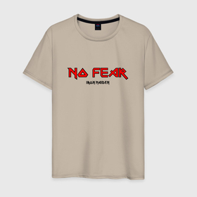 Мужская футболка хлопок с принтом No Fear tribute to Iron Maiden в Кировске, 100% хлопок | прямой крой, круглый вырез горловины, длина до линии бедер, слегка спущенное плечо. | 