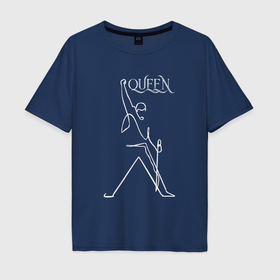 Мужская футболка хлопок Oversize с принтом Queen   Фредди и микрофон , 100% хлопок | свободный крой, круглый ворот, “спинка” длиннее передней части | Тематика изображения на принте: 