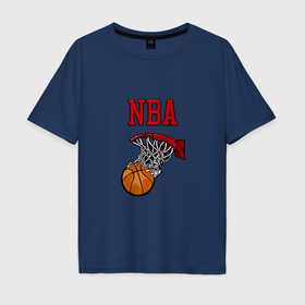 Мужская футболка хлопок Oversize с принтом Basketball   NBA logo в Новосибирске, 100% хлопок | свободный крой, круглый ворот, “спинка” длиннее передней части | 